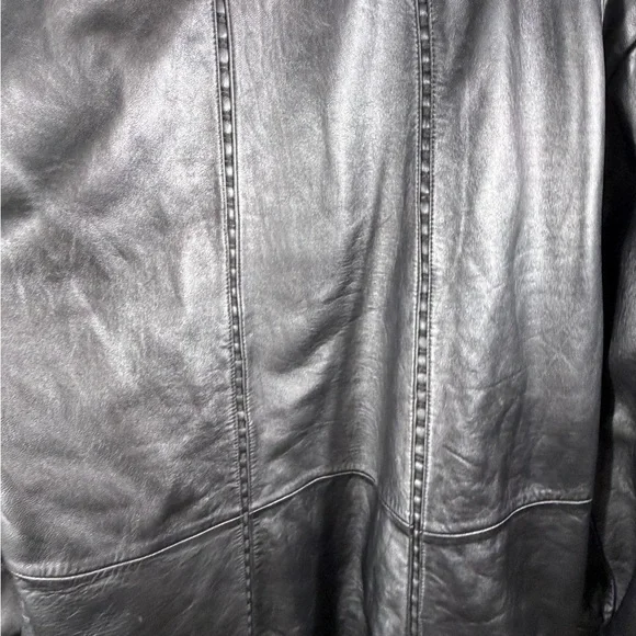 Leather Limited Black 100% Leather Coat XL Mink Trim Zip Out Liner jacket